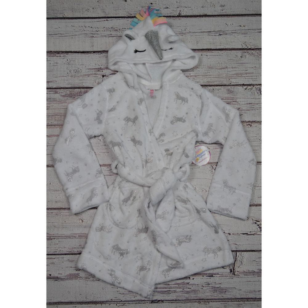 Justice Sleepover Shop Unicorn Robe Girls White Size 6/7‎ Brand New with Tags